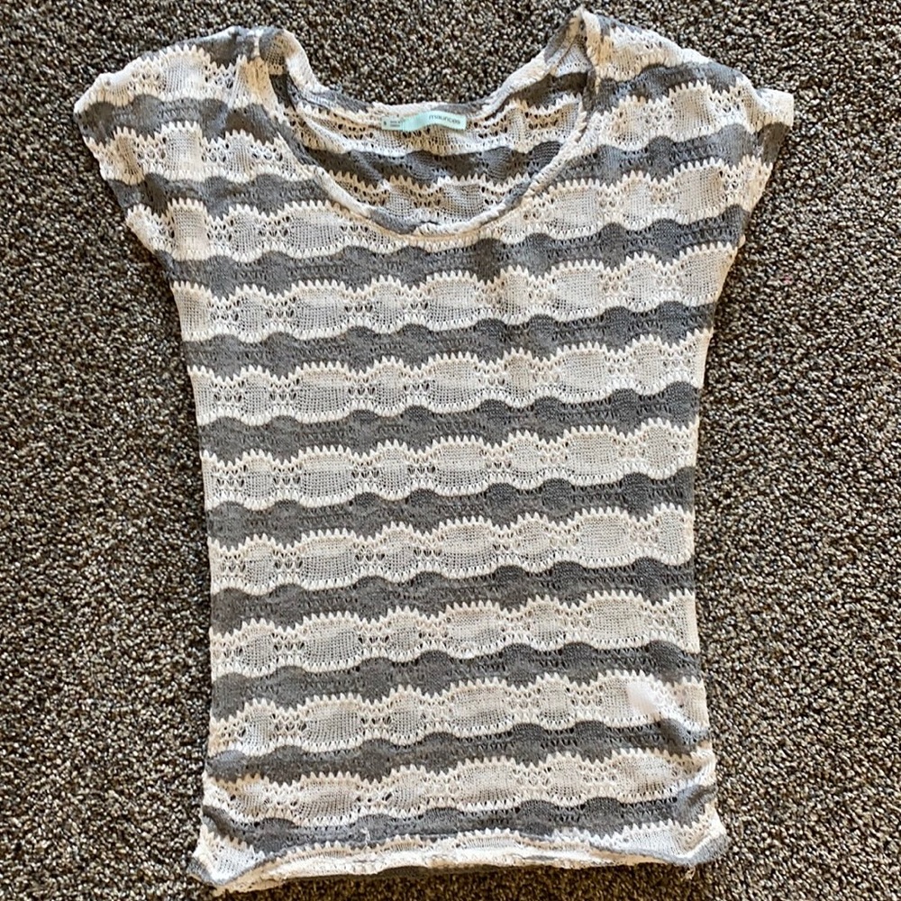 Gray and White lace top